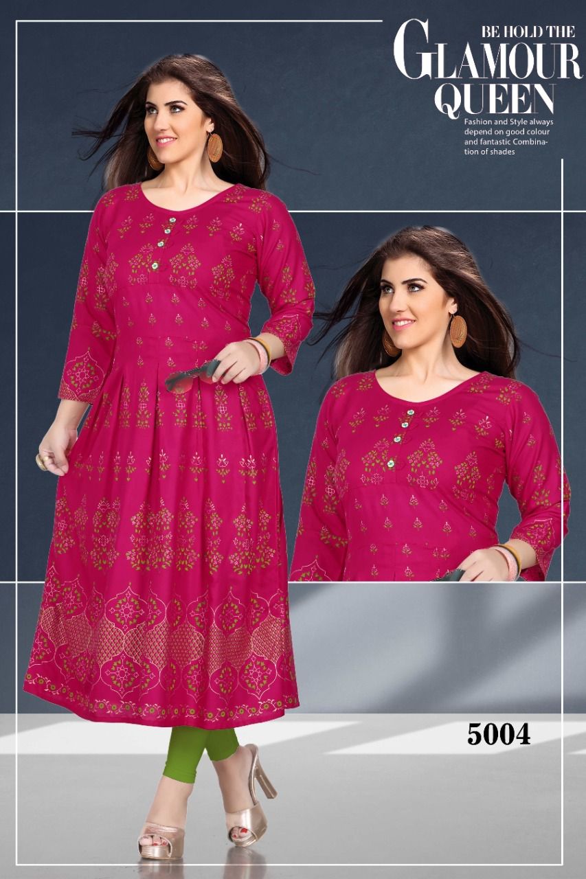 Beauty Queen Goldy 3 Ethnic Wear Rayon Printed Anarkali Kurti Collection